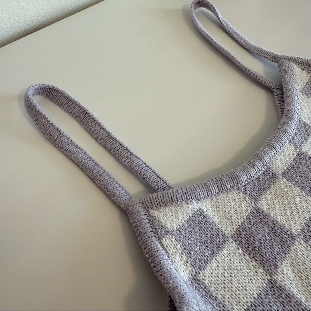 Aeropostale Lavender Checkered Crop Sweater Cami - Picture 7 of 10
